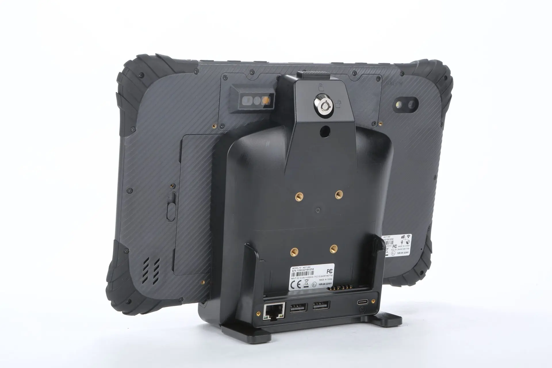 Rear connections of LDT-101 rugged tablet for vehicle use