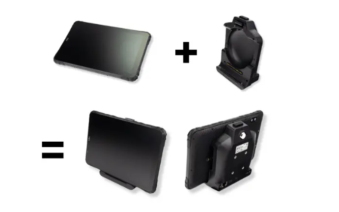 Cradle systems for secure and ergonomic mounting rugged tablet in cradle for PaceBlade setup