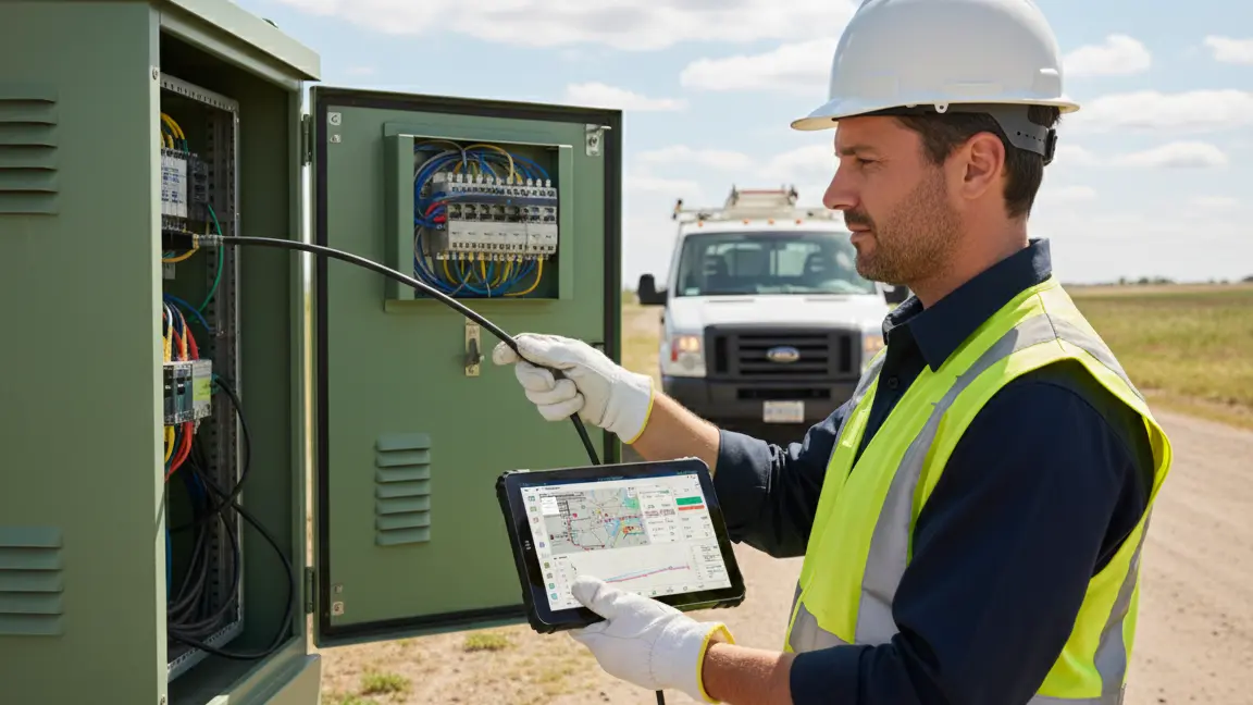 PaceBlade oplossingen voor field service PaceBlade robuuste tablet gebruikt door een field service monteur