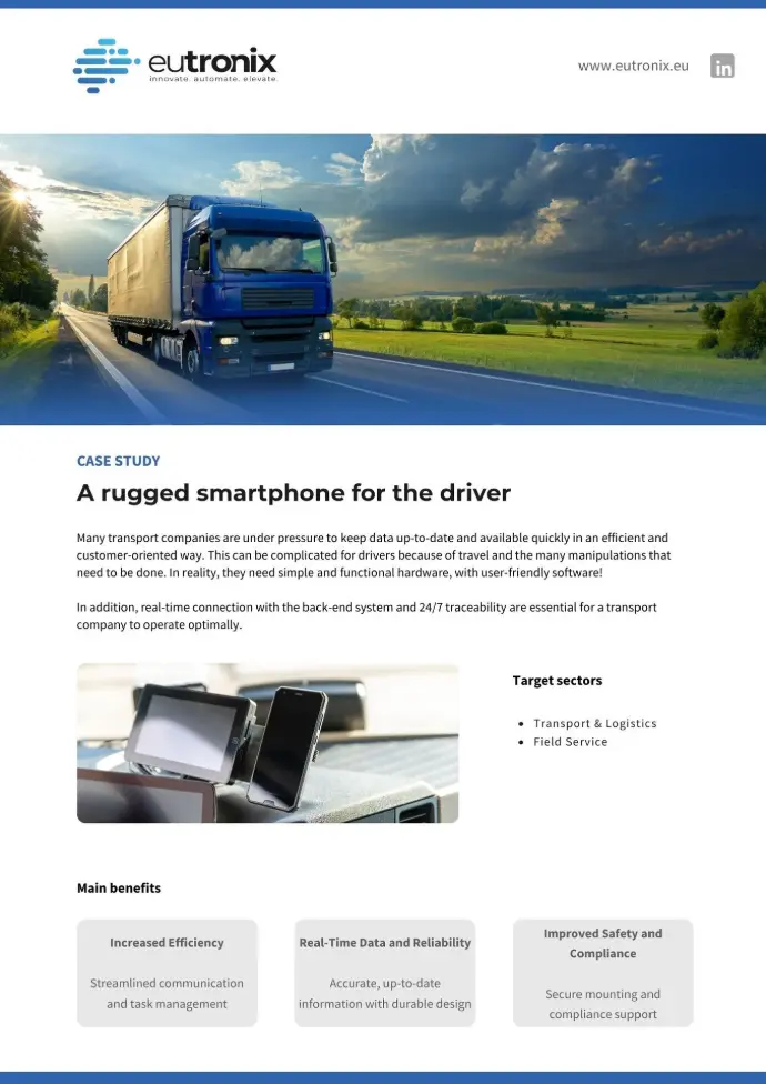 PaceBlade SDT-121 Study Case in een fleet management omgeving Study Case: PaceBlade Robuuste Smartphone voor de chauffeur