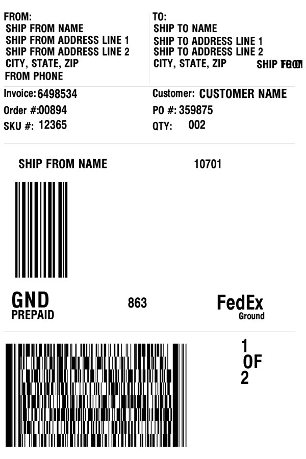 FedEx th label 102x171mm, w/out doc tap, fanfolded, 4000 per box