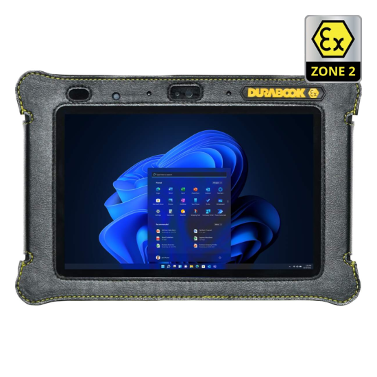 Durabook R8-EX Intel® Pentium® Gold 8500 up to 4.4GHz, Windows 11 Pro,  8GB RAM, 128GB PCIe SSD, Wi-Fi 6E, Bluetooth 5.3, 2MP Front Camera, 11MP Rear Camera, USBType C (DP), Thunderbolt 4, Certified ATEX Zone 2/22 certified, EX Marking: Ex II 3G Ex ic IIC T4 Gc, Ex II 3D Ex ic IIIB T135°C Dc